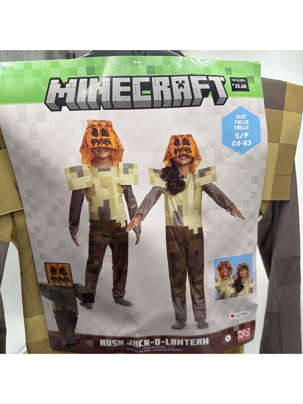 Disguise Minecraft Husk Jack-O-Lantern Hooded Jumpsuit Classic Costume Size 4-6